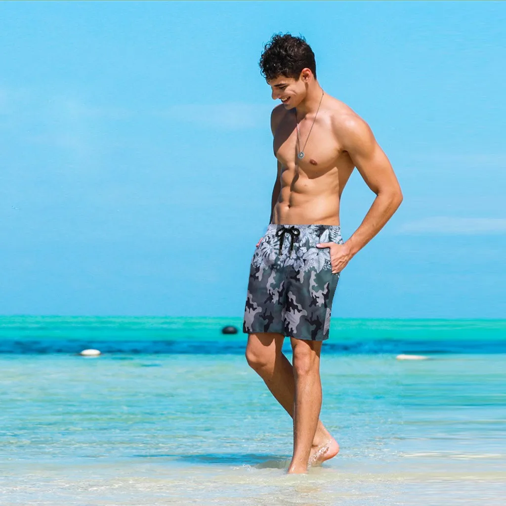 Для мужчин боксерская доска шорты Гавайи Стиль повседневные приталенные