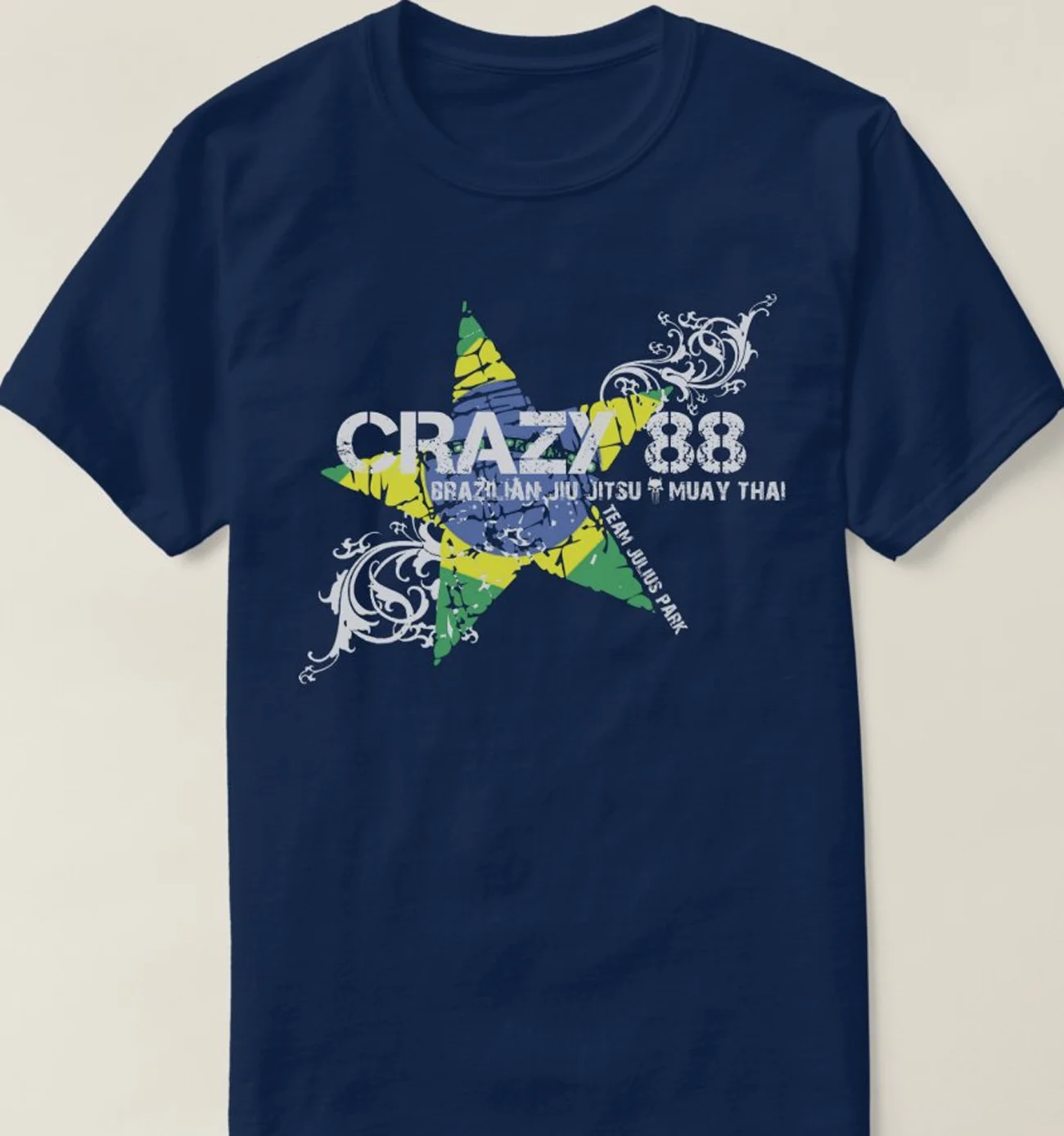 

Dign Brazil Jiu Jitsu My Thai zy 88 Brazilian Star T-shi. Summer Cato Sho Mouw O-ne Men T-shi New