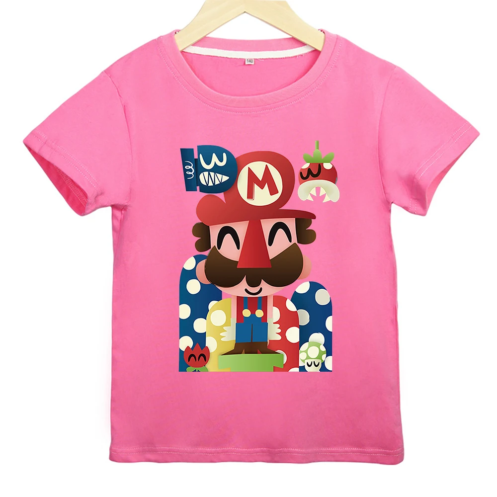 

Cartoon Print Short-sleeved T-shirt Boys and Girls Summer Sports and Leisure Short-sleeved T-shirt Kids Clothes Girls 8 To 12