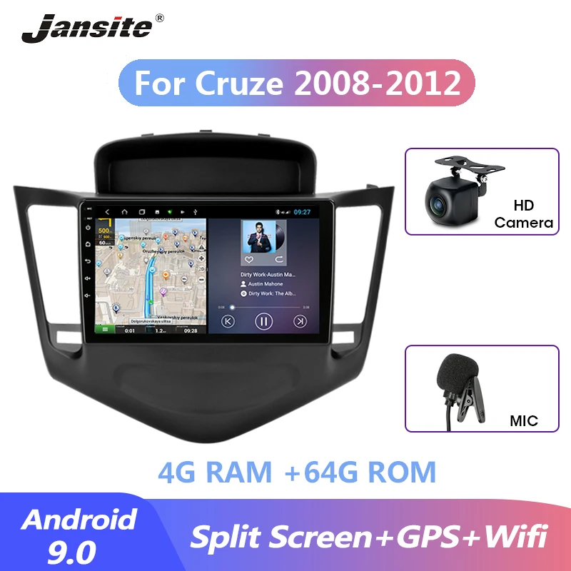 Jansite 9 &quotавтомобильное радио для Chevrolet Cruze 2008 2012 сплит экран с вентилятором