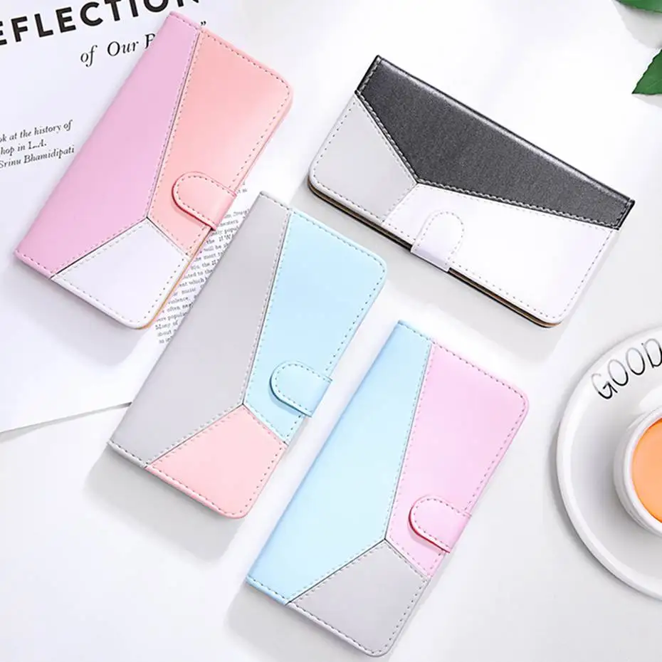 Mixed Colors Leather Flip Case For Moto G7 Plus Power Wallet Capa Motorola E5 Play Go Phone Coque | Мобильные телефоны и