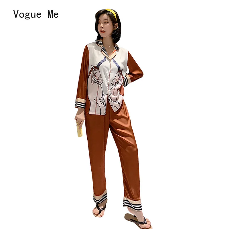 

New Fashion Casual Home Nightgown Cardigan V Collar Women's Pajamas Simple Natural Women's Pajamas Suit silk pajamas for women