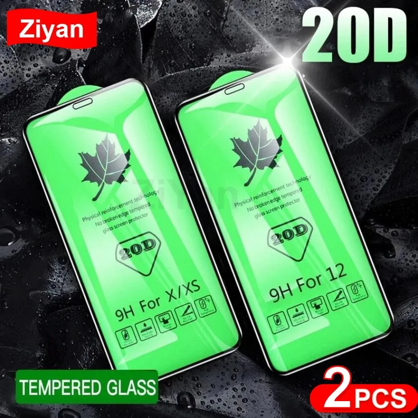

2Pcs 20D Curved Edge Tempered Glass For iPhone 13 12 Mini 11 Pro X XS Max XR Full Screen Protector For iPhone 8 7 6S Plus Film