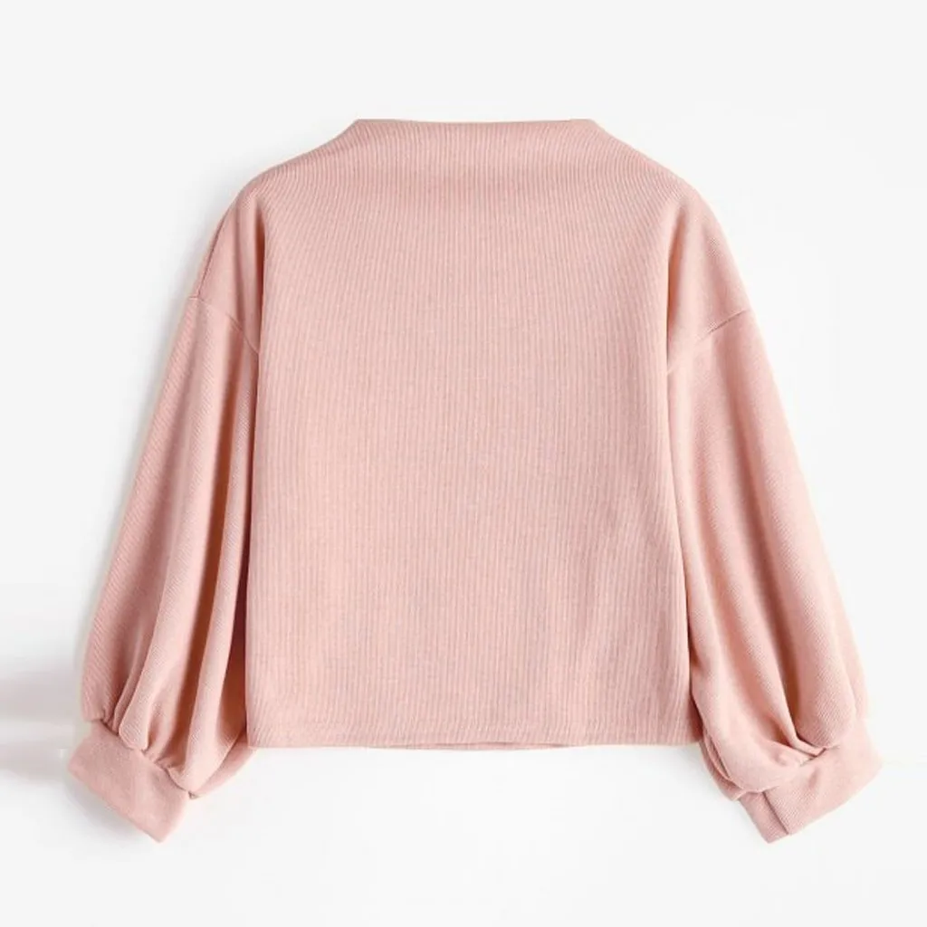 Осенняя женская кофта с длинным рукавом и карманом пуловер завязками круглым