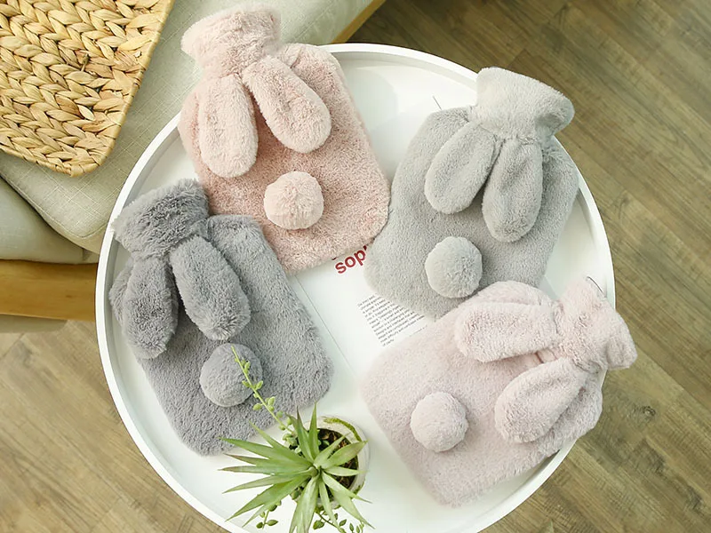 

1pc Adorable Hot Water PVC Bottle Hand Feet Warm Keeping Plush Heat Bag Knitted Soft Cozy Cover Hand Warmer Birthday Winter Gift
