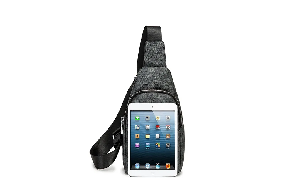 

Chest Bag Saddle Bag Men Plaid Student's Backpack Outdoor Casual Messenger Bag Sports Small Number Earphone Waterproof Fashion