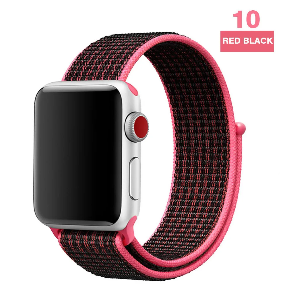 Спортивный ремешок для Apple Watch 42 мм 38 мм ремешок для часов 4 44 мм 40 мм Iwatch Серия 3 2 1 нейлоновый браслет дышащие аксессуары - Цвет ремешка: Dark red and black