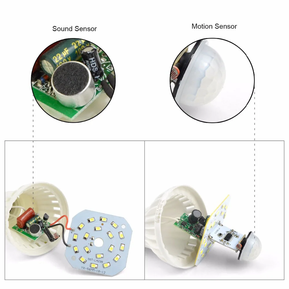 85-265V Smart Sound Control/ PIR Motion Sensor Light LED Bulb E27 5W 7W 9W 12W Staircase Corridor Infrared Human Body Lamps | Лампы и