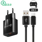 Быстрое зарядное устройство QC 3,0, USB-адаптер типа C, USB-кабель для Motorola Moto G10 G30 G8 G9 Play One Vision LG, бархатное быстрое зарядное устройство