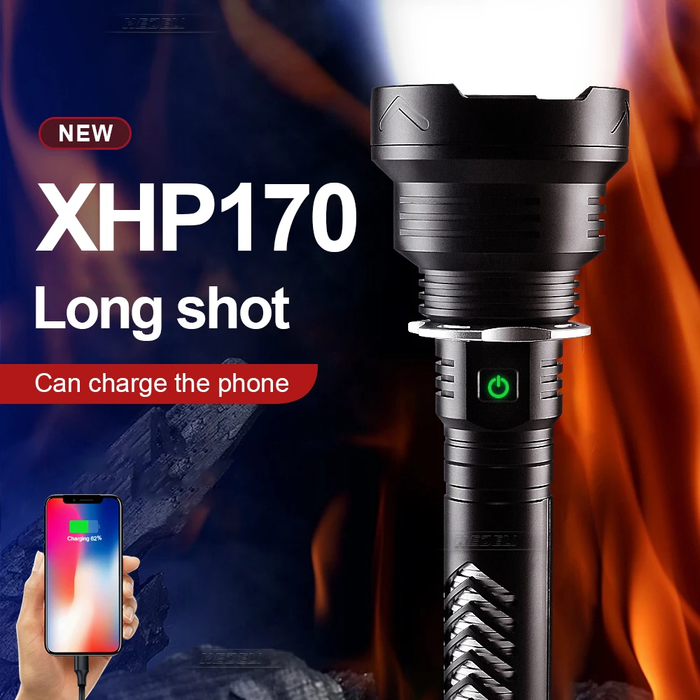 5 режимов XHP170 XHP100 светодиодная вспышка светильник 18650 перезаряжаемые зум фонарь