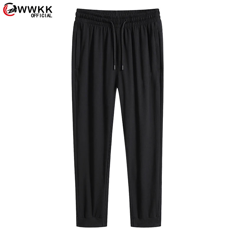 

WWKK 2021 Fitness Muscle Black Jogging Pants Running Pants Men Straight pants and ankle banded pants Cotton Soft Gym Trousers