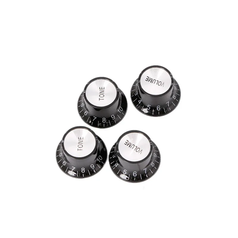 

2 Tone 2 Volume Knobs Buttons Guitar Control Silver Hat Bell Top Potentiometer Cap For LP SG