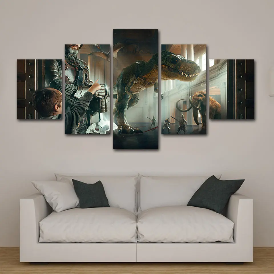 Рамка картины Домашний Декор 5 панель динозавр HD печать современный холст Картина Настенная художественная