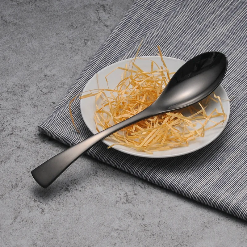 tea spoon 5 шт./компл. черный Нержавеющая сталь западные столовые приборы Титан-покрытием Высокая-класс ужин Ножи набор вилок и ложек - Цвет: tea spoon