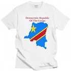 Мужская хлопковая футболка, с изображением карты флага Демократической Республики Конго, Повседневная футболка с коротким рукавом и круглым вырезом, шикарная футболка