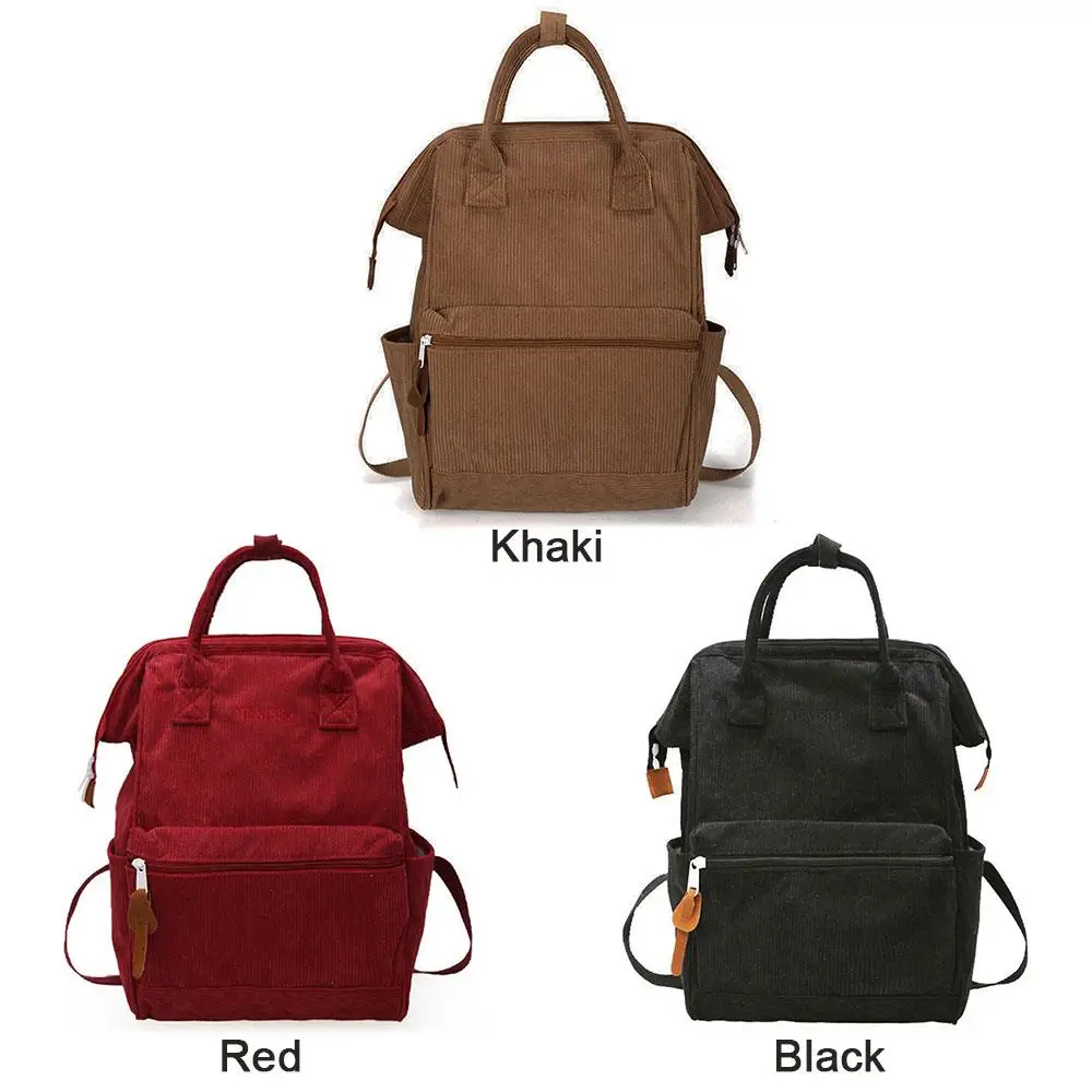 

Portable Travel Backpack Leisure Bag Corduroy Rucksack Teenagers Handbag Girls Female Backpack Large Capacity Soft Fabric