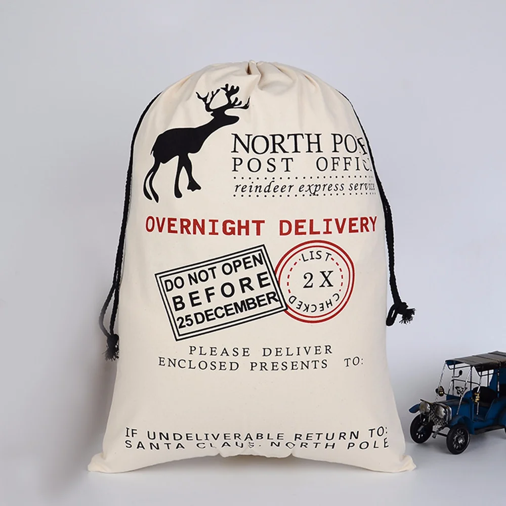 

Cotton Canvas Christmas Gift Bag Drawstring Pocket Storage Christmas Candy New Year Kids Favors Packaging Bag