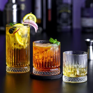 Whiskey Classic Glass Bar Retro Western Wine Glass European Striped Liquor Glass Cocktail Drink Glass Glass Cup Wine Glass