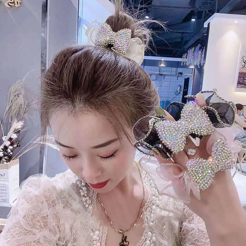 

Women Lace Bow Elastic Hair Band Elegant Butterfly Embroidery Flower Hair Accessories Hair Clips Dot Bow Hair Ties Wholesale