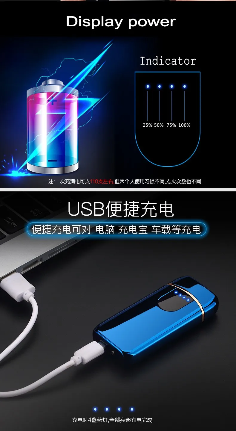 Зажигалка USB зарядка плазменный сенсорный экран электрическая зажигалка для сигарет творческая ветрозащитная личность, чтобы отправить другу