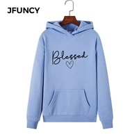 jfuncy 2020 autumn woman casual sweatshirt letter print women hoodies s 2xl oversized long sleeve hooded female pullover