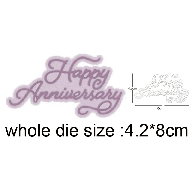 

2020 New Metal Dies Words Happy Anniversary cutting dies and stamps Scrapbooking Stencils dies Album Cards Making Embossing dies