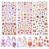 1 sheet fall yellow leaves nail design water transfer nails art sticker maple leaf nail wraps sticker tips manicure autumn