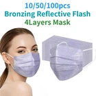 1050100 взрослое бронзового цвета маска Bling вспышки с Mascarillas маска четырех-Слои одноразовый защитный фиолетовый маски