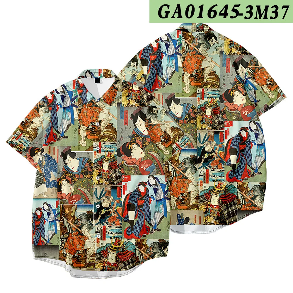 Рубашка мужская с принтом и коротким рукавом Повседневная Свободная Пляжная для