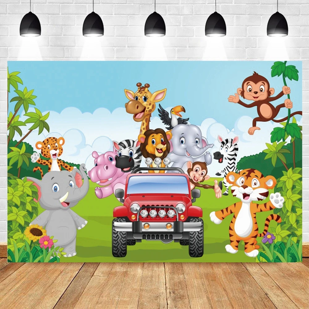 

Yeele Wild Animal Safari Party Newborn Baby Shower Birthday Photographic Background Vinyl Photography Backdrops Photophone Prop