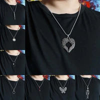 new fashion stainless steel chain big necklace hip hop vintage pendant wings butterfly cute choker women jewelry boy gift party