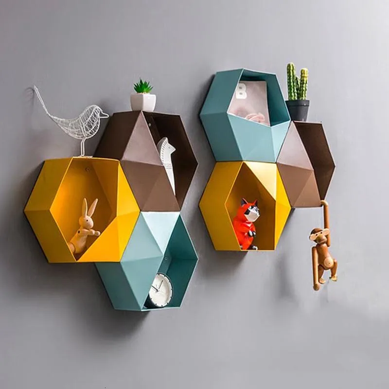 Модная настенная ваза однотонная железная полка для хранения подвесные вазы