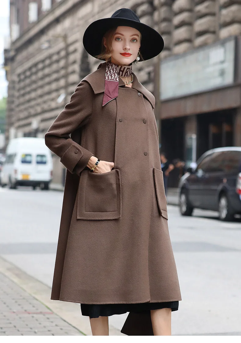 

2020 autumn and winter fashion Korean style double-sided woolen woolen coat personalized women's long loose woolen coat