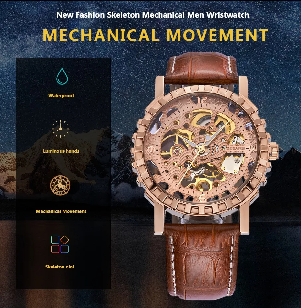 Лучший бренд OYW серебристый чехол мужские механические наручные часы Модные со