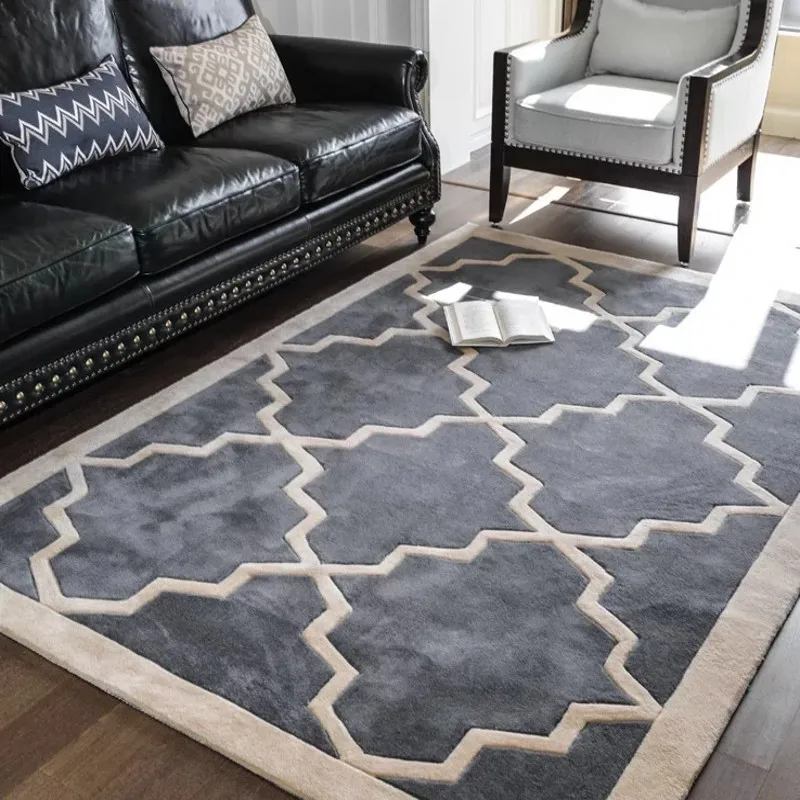 

Hand cutting Big size Retro geometric living room rug,big size coffee table carpet , classical home decoration floor mat