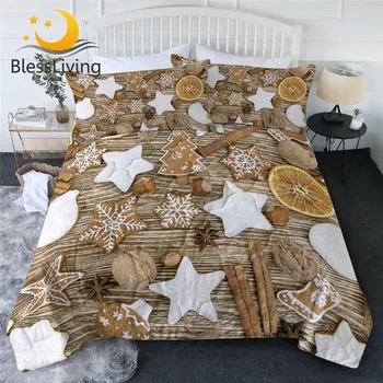 BlessLiving Christmas Biscuit Summer Quilt Set Homemade Gingerbread Bedding Xmas Gift Bedspreads Winter Cookies Couette De Lit 1