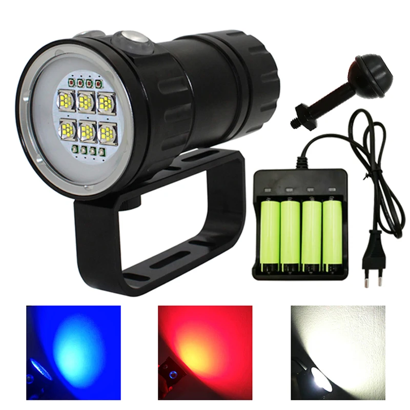 

20000LM вспышка для подводного погружения и светильник 6x 9090 светодиодный для фотостудии видеосъемки фотографирования светильник подводный 100 ...