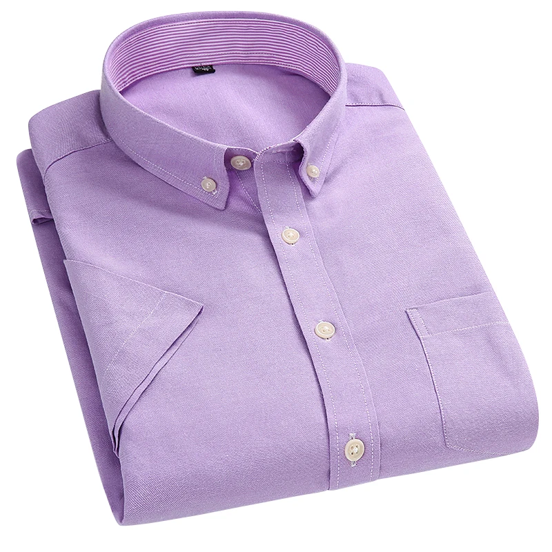 

Aoliwen brand New Spring Men's Casual Blouse 2021 Mens Summer Thin Solid Color Shirts short Sleeve Oxford Textile Shirt Male