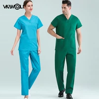 scrub set non sticky hair pet hospital uniform for women men clinical nursing gown lab coat women scrubs set