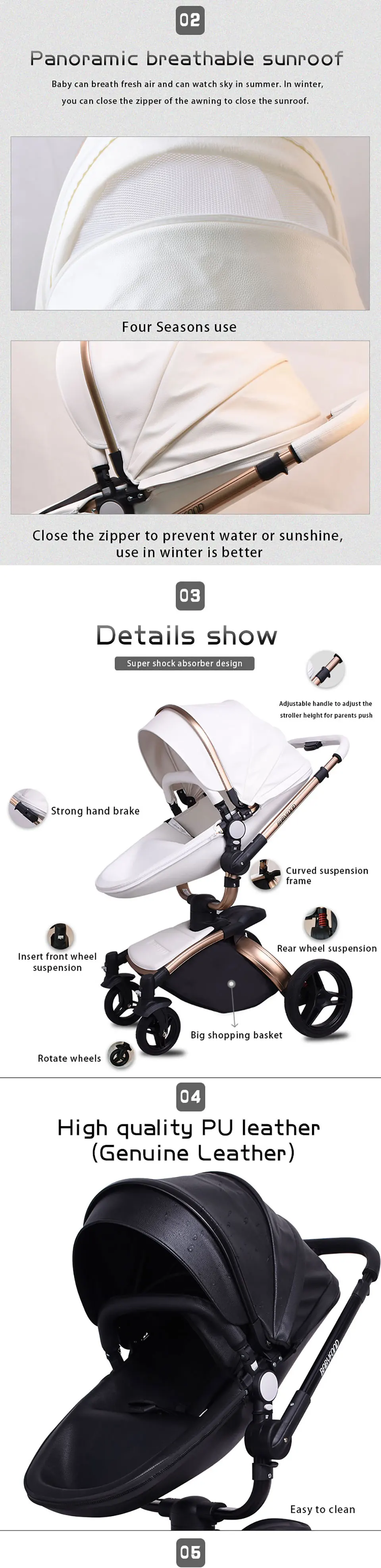 Babyfond бренд 3 в 1 детская коляска Европейская коляска костюм для лежа и сиденья кожа двусторонний шок отправить зонтик