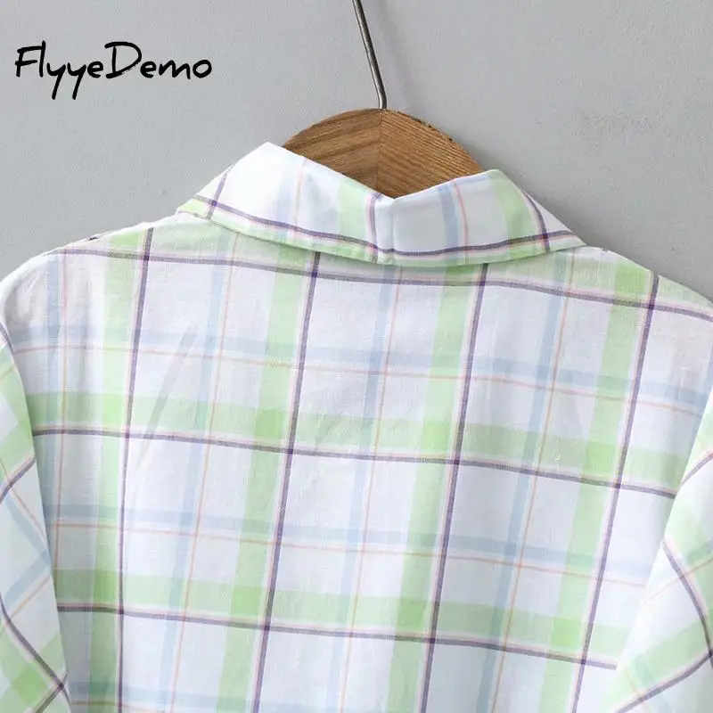 Размера плюс 2020 Сезон весна-осень Топы в клетку рубашки женские блузки рубашка