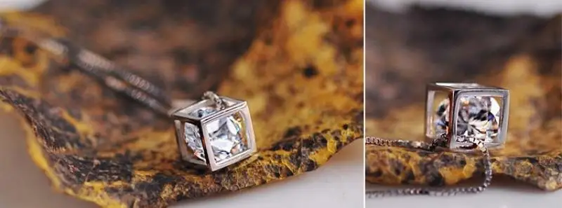 Стерлинговое Серебро Ювелирные наборы циркон квадратное ожерелье куб + серьги