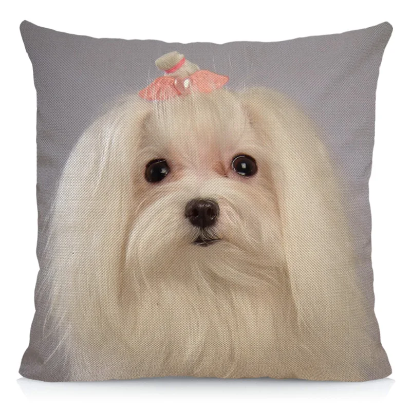 Cushion Cover 45x45cm Maltese Pillow Case Dog Pattern Decorative Pillows Sofa Car Chair Decor DWG047 |