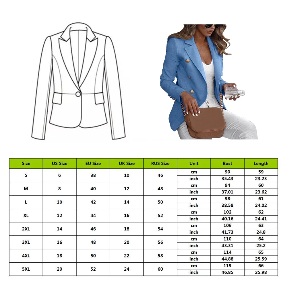 

Button Autumn Slim Fit Blazers Jacket Long-sleeved Blaiser Feminino Chaqueta Mujer Plus Size 4XL 5XL Office Tops Jacket Women
