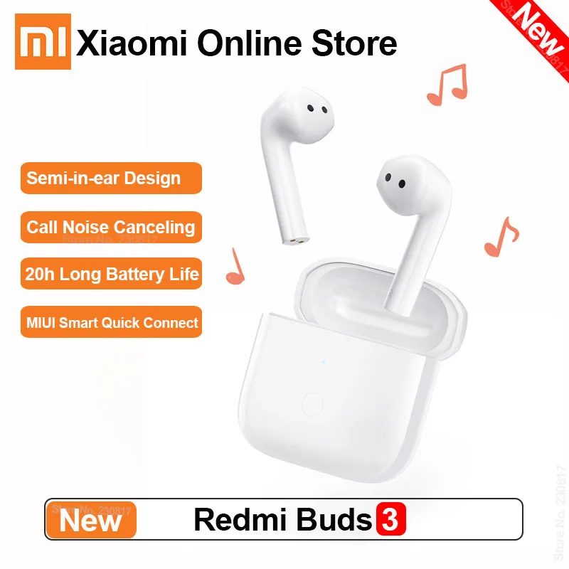 TWS-наушники Xiaomi Redmi Buds 3 Bluetooth 5 2 шумоподавление водонепроницаемость IP54 |