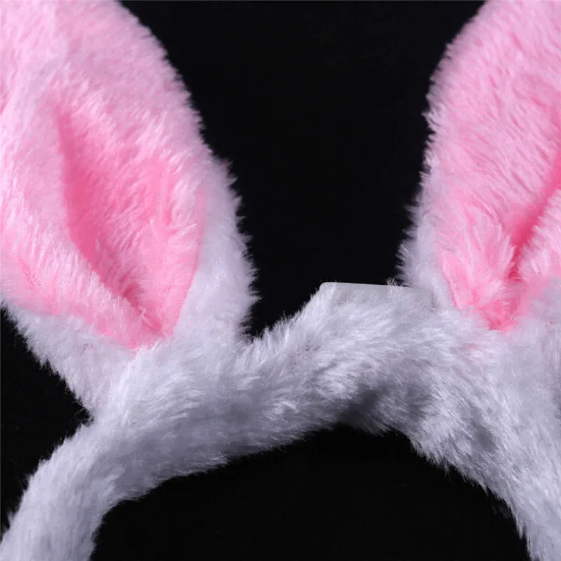 1pc Cute Light Flashing LED Plush Fluffy Bunny Rabbit Ears Headband Tail Tie Costume Dress Up Cosplay Girls Party Supplies |