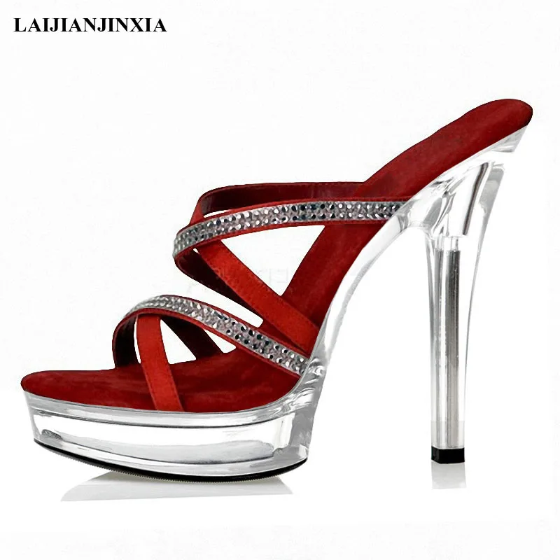 New 13 cm High Heels Slippers Plump Crystal Shoes Sexy Pole Dancing Shoes Platform Women's Shoes Dance Shoes