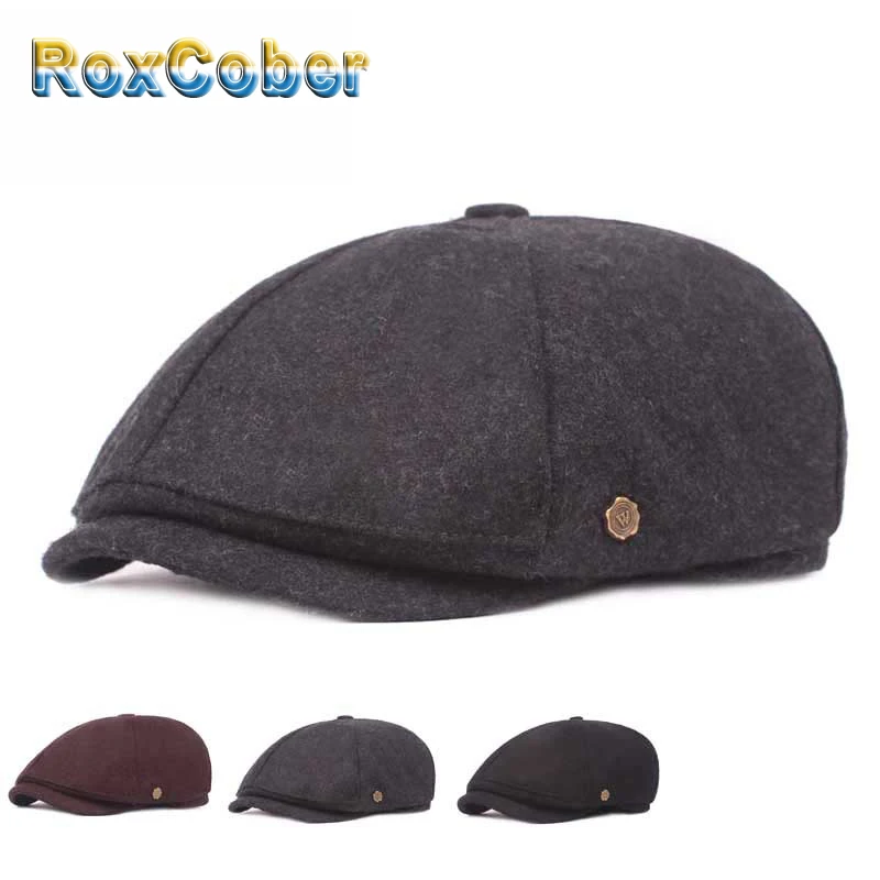 RoxCober зимняя Осенняя шерстяная Мужская кепка газетчика винтажные береты Женские