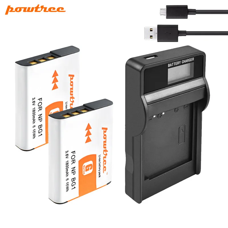 Аккумулятор POWTREE 3 6 В 1800 мА · ч аккумулятор NP BG1 NPBG1 + ЖК зарядное устройство для