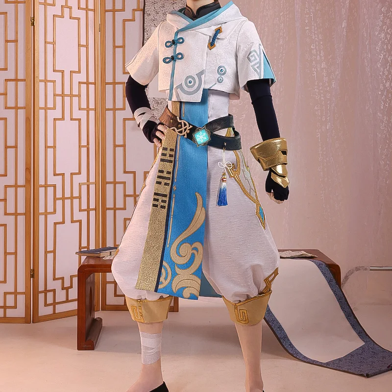 

Anime Genshin Impact Chongyun Game Suit White Uniform Chong Yun Cosplay Costume Halloween Carnival Outfit For Men New 2021
